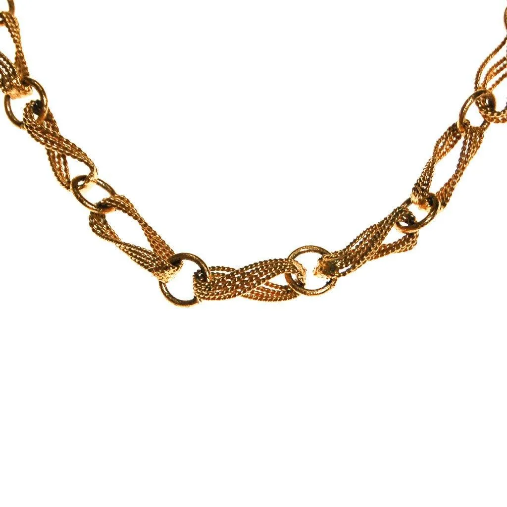 Crown Trifari Figure 8 Twisted Link Gold Necklace