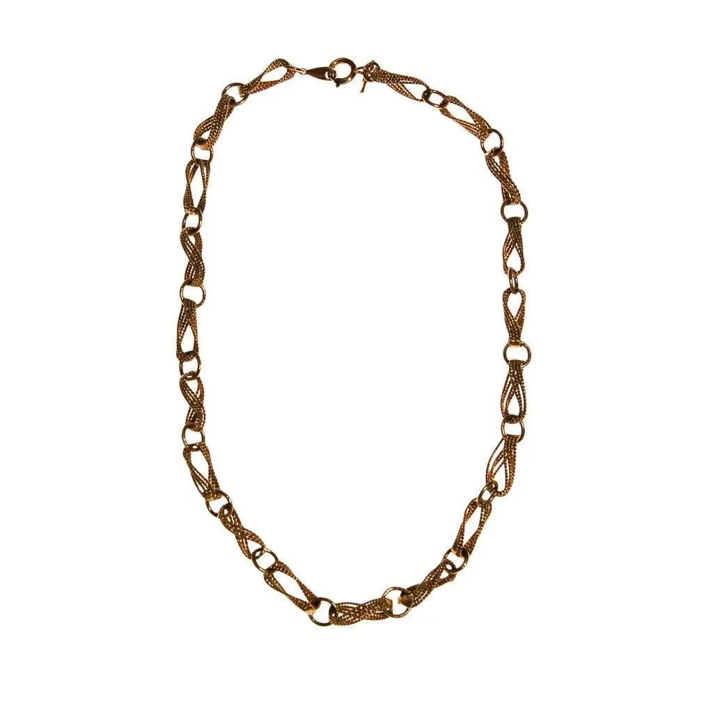 Crown Trifari Figure 8 Twisted Link Gold Necklace
