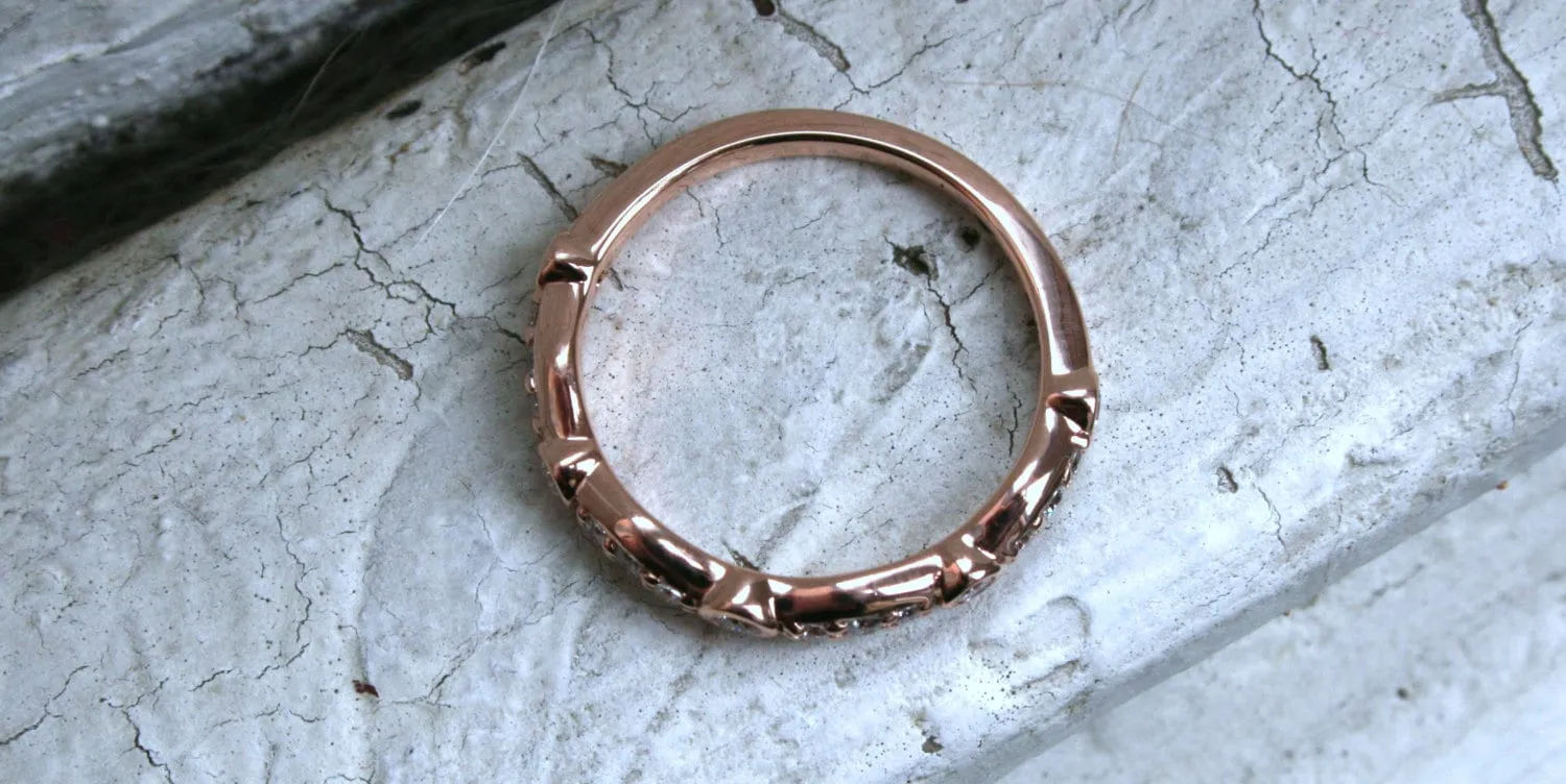 Custom 14K Rose Gold Diamond Wedding Band.