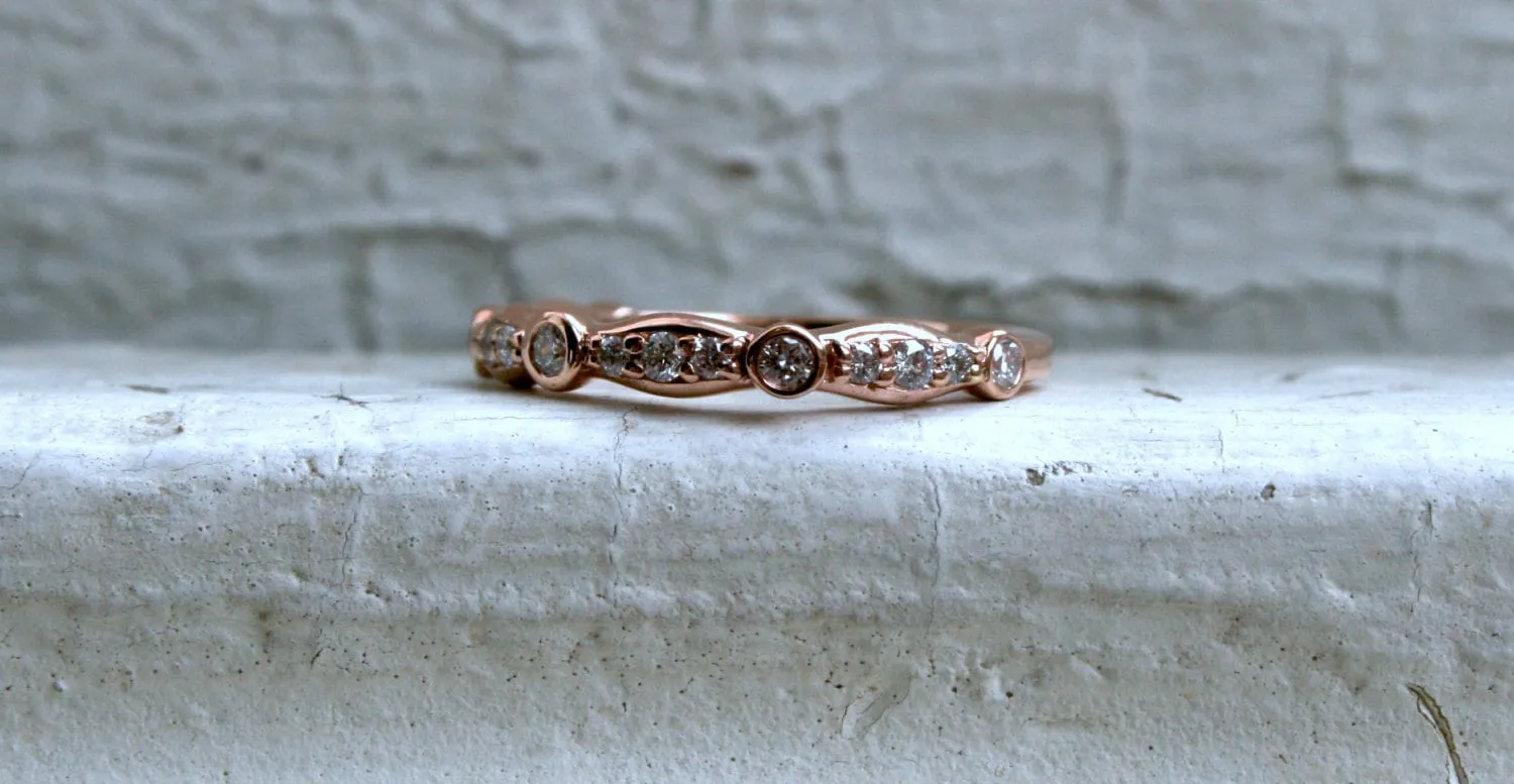Custom 14K Rose Gold Diamond Wedding Band.