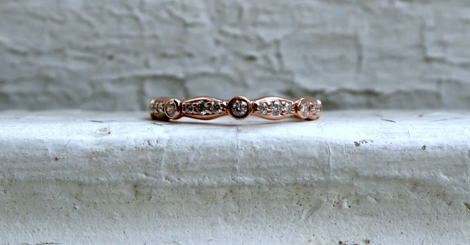 Custom 14K Rose Gold Diamond Wedding Band.