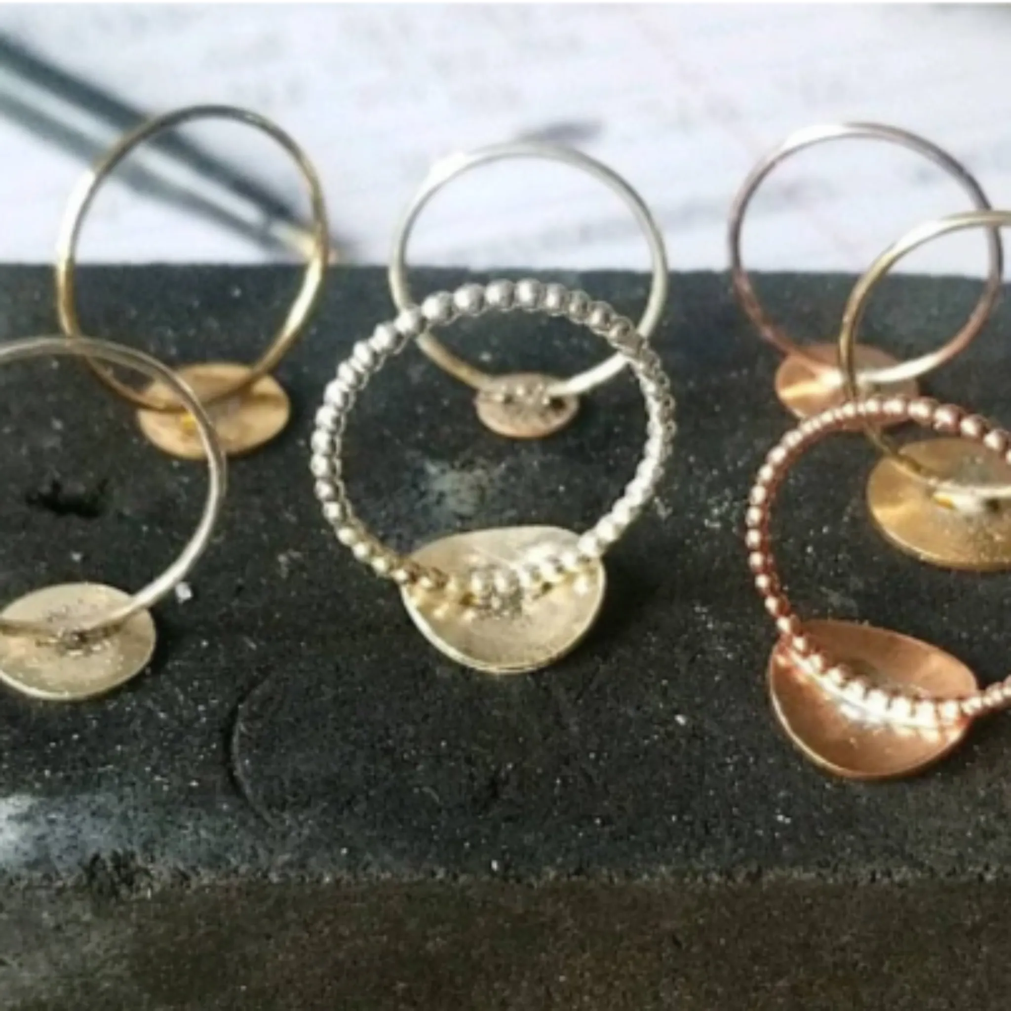 Custom Design Stamp Disc Ring - Sterling, Gold, or Rose Gold