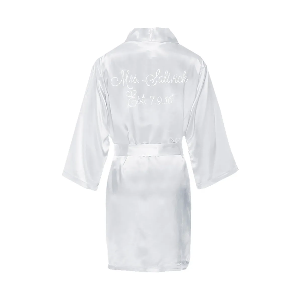 Custom Rhinestone Mrs. Bridal Robe with Wedding Date