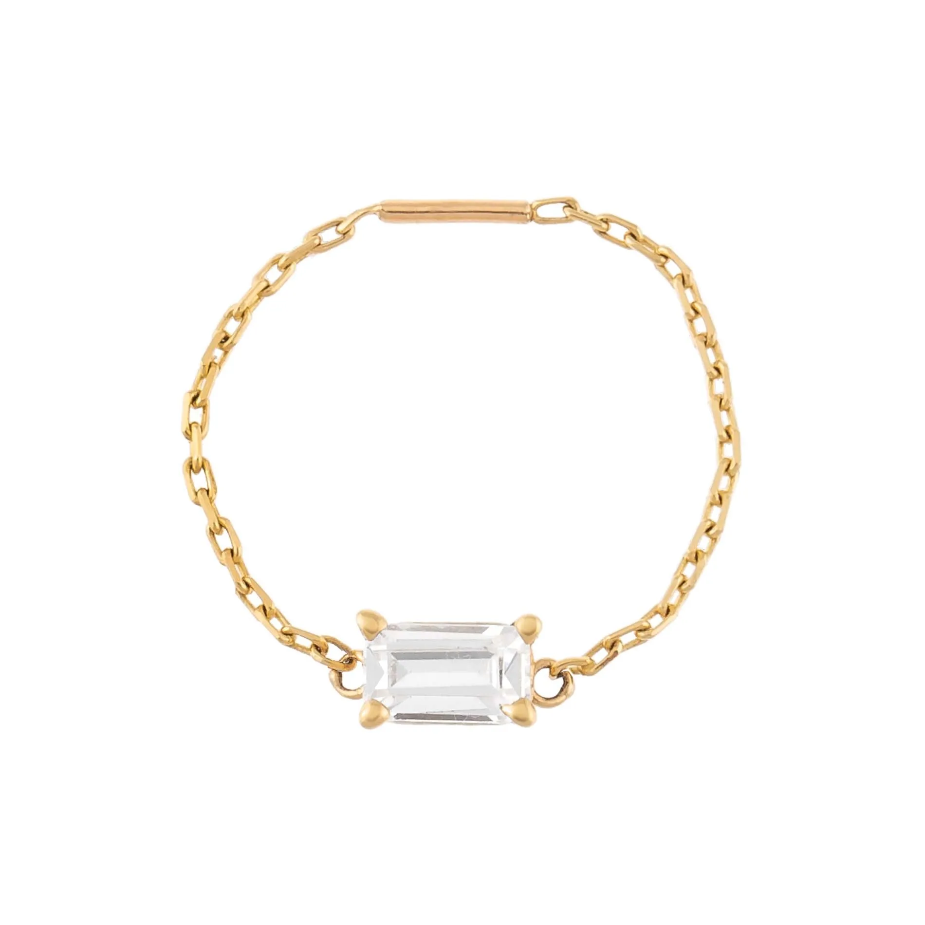 CZ Baguette Chain Ring 14K
