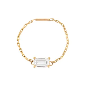 CZ Baguette Chain Ring 14K