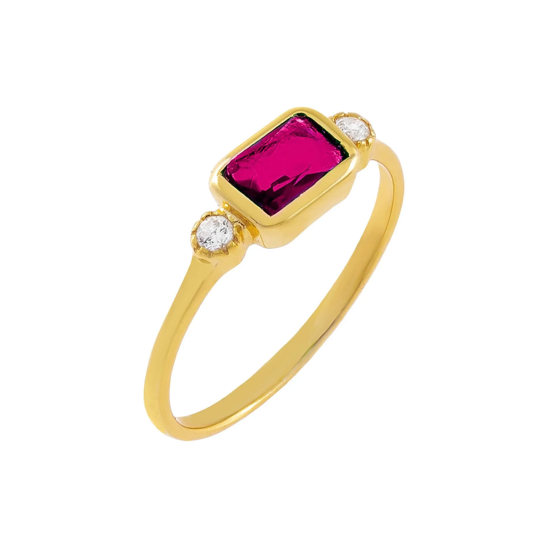 CZ Colored Baguette Stone Ring