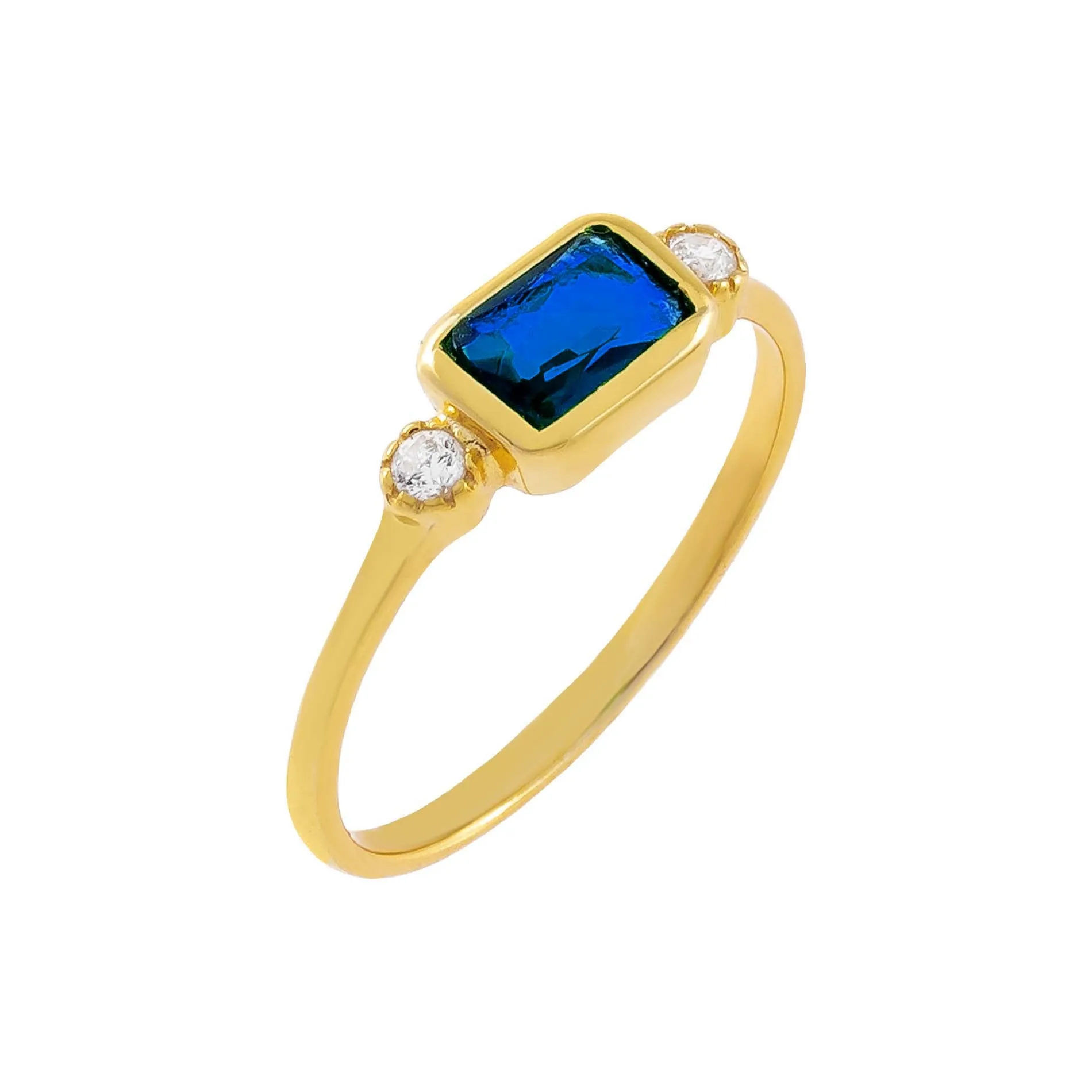 CZ Colored Baguette Stone Ring