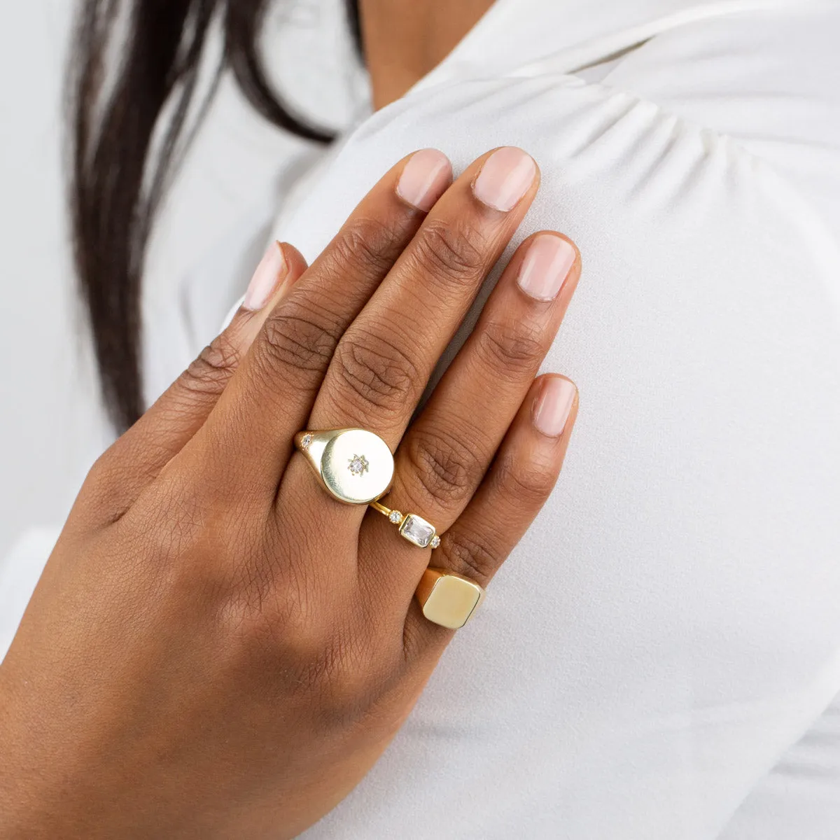 CZ Colored Baguette Stone Ring