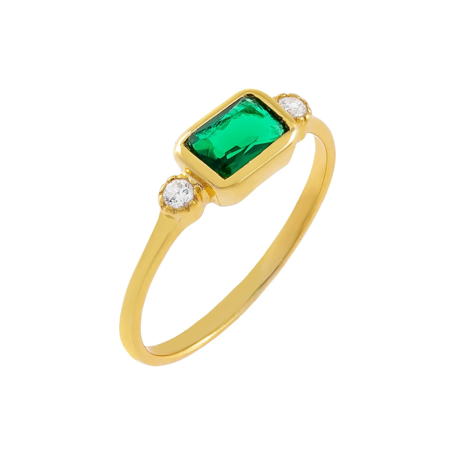 CZ Colored Baguette Stone Ring