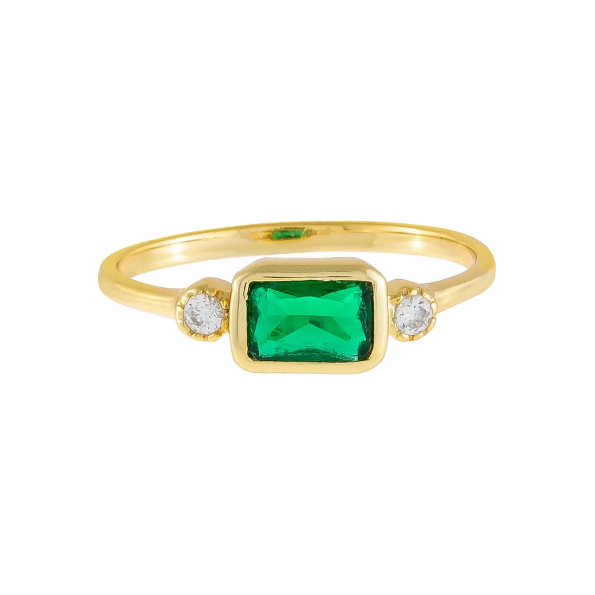 CZ Colored Baguette Stone Ring