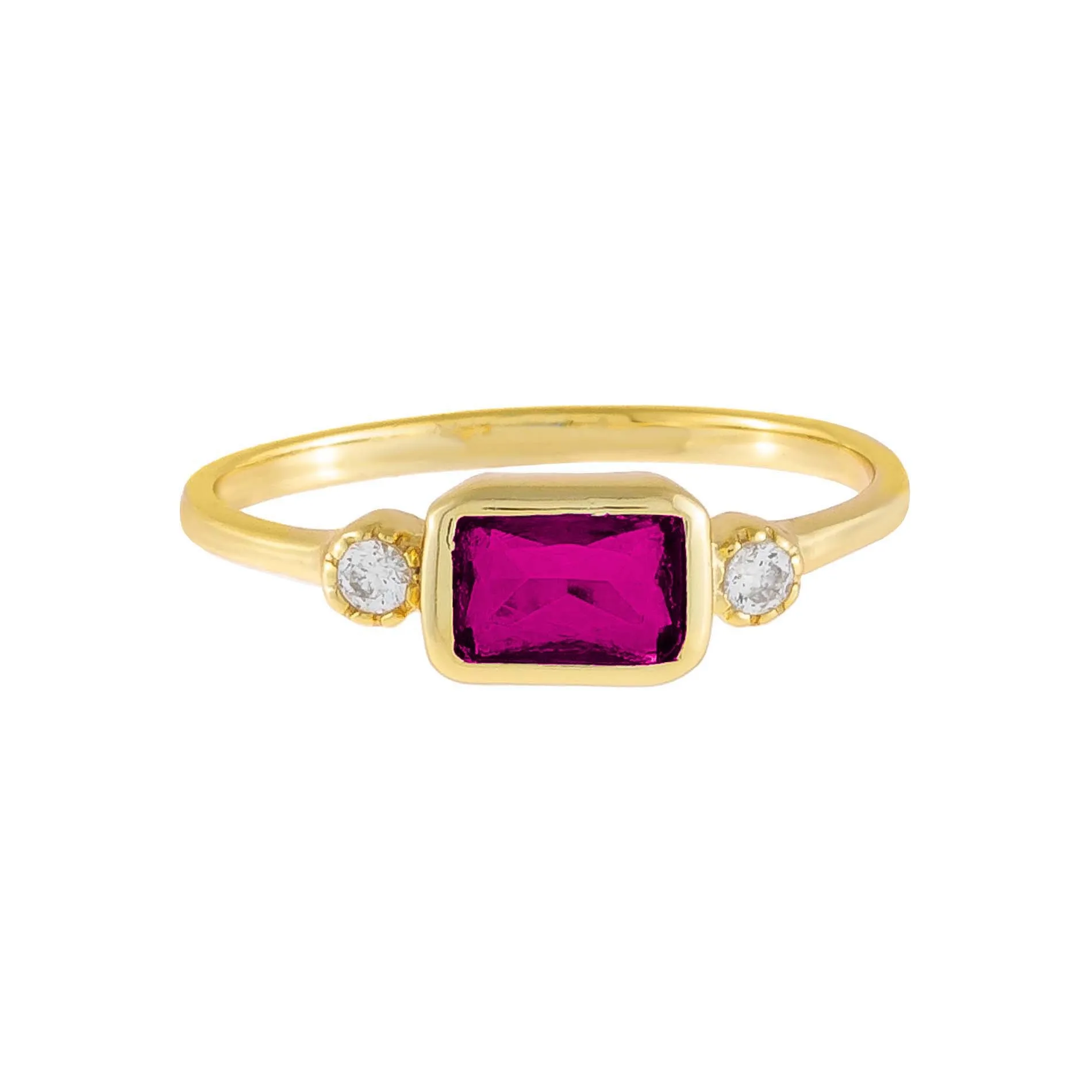 CZ Colored Baguette Stone Ring