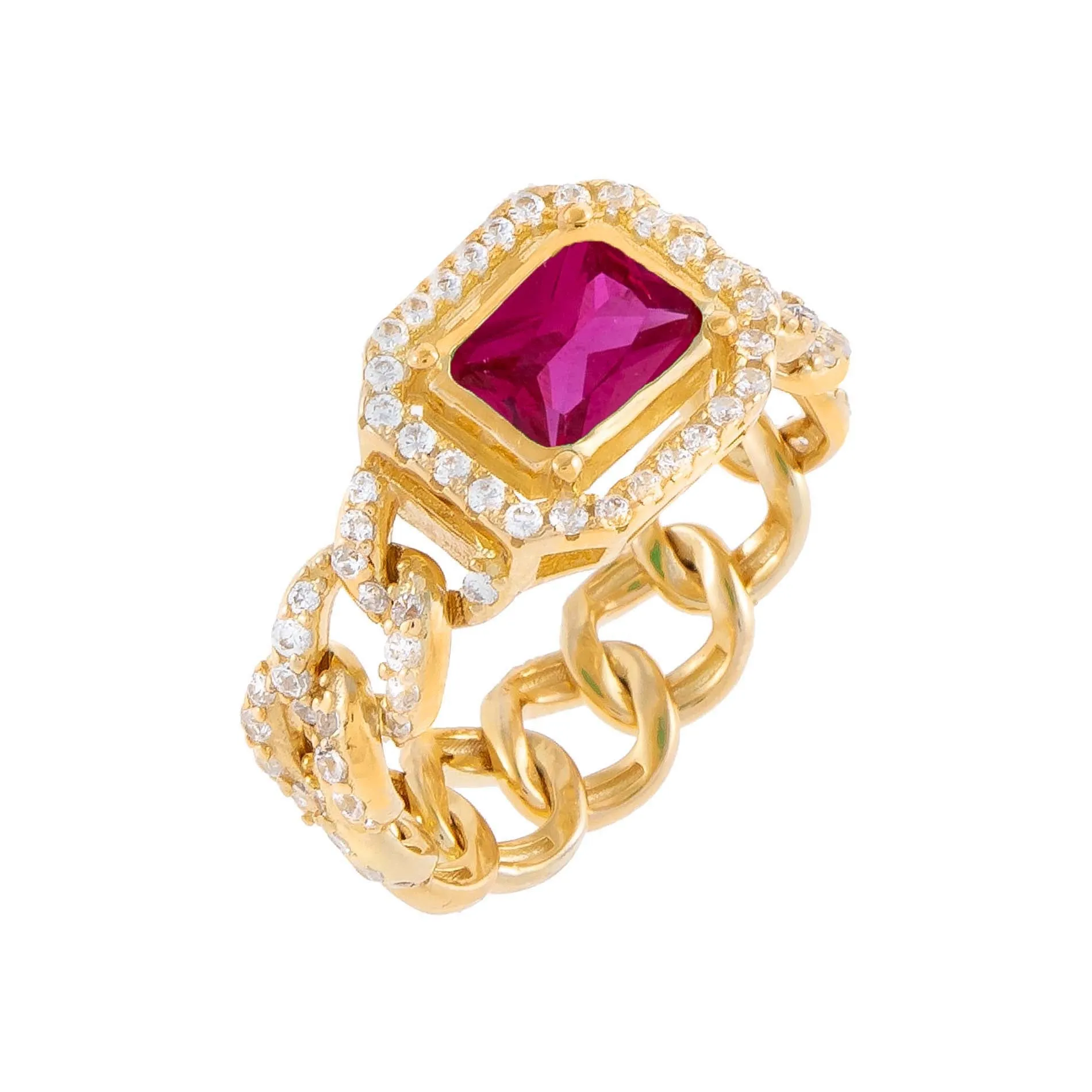 CZ Colored Cuban Chain Ring