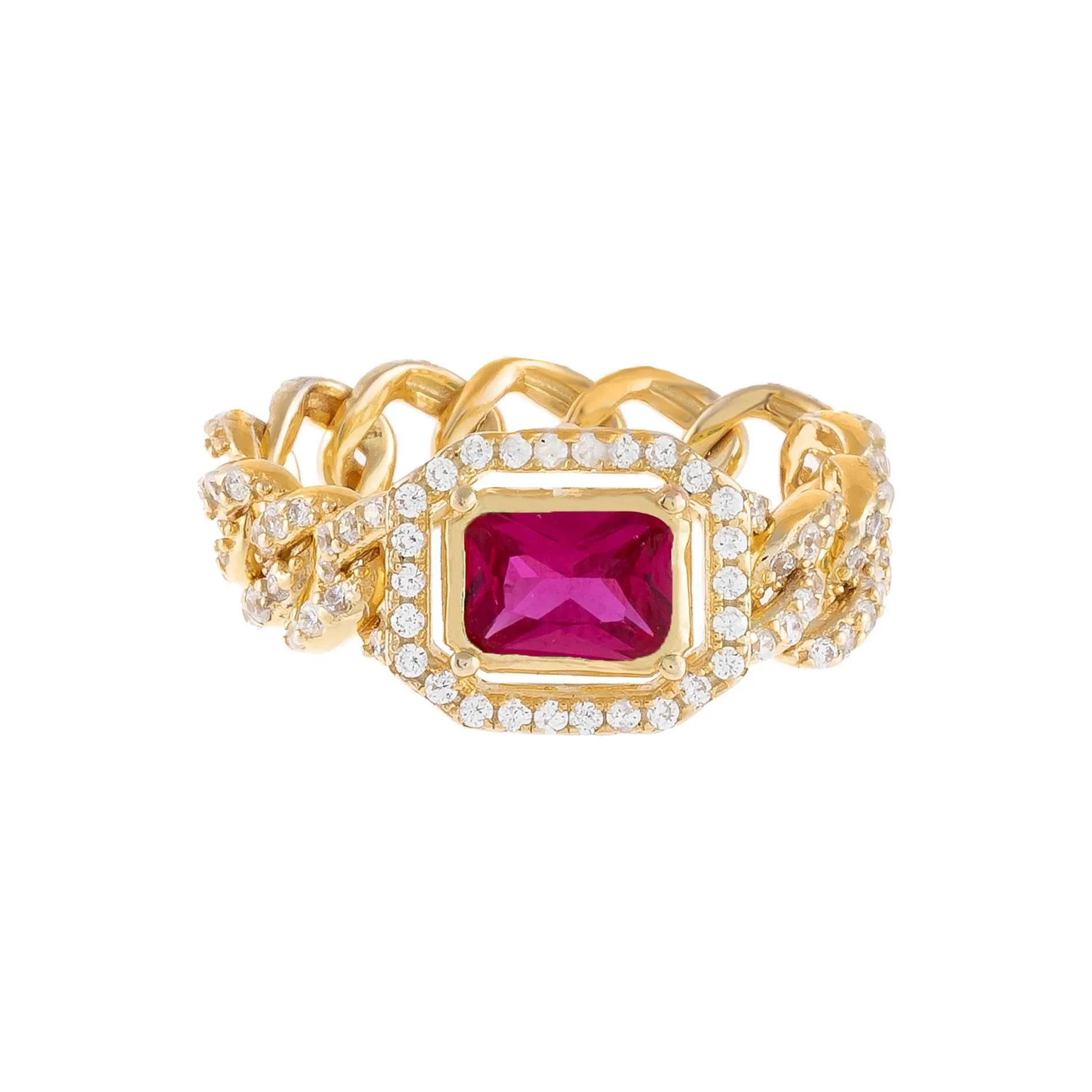 CZ Colored Cuban Chain Ring