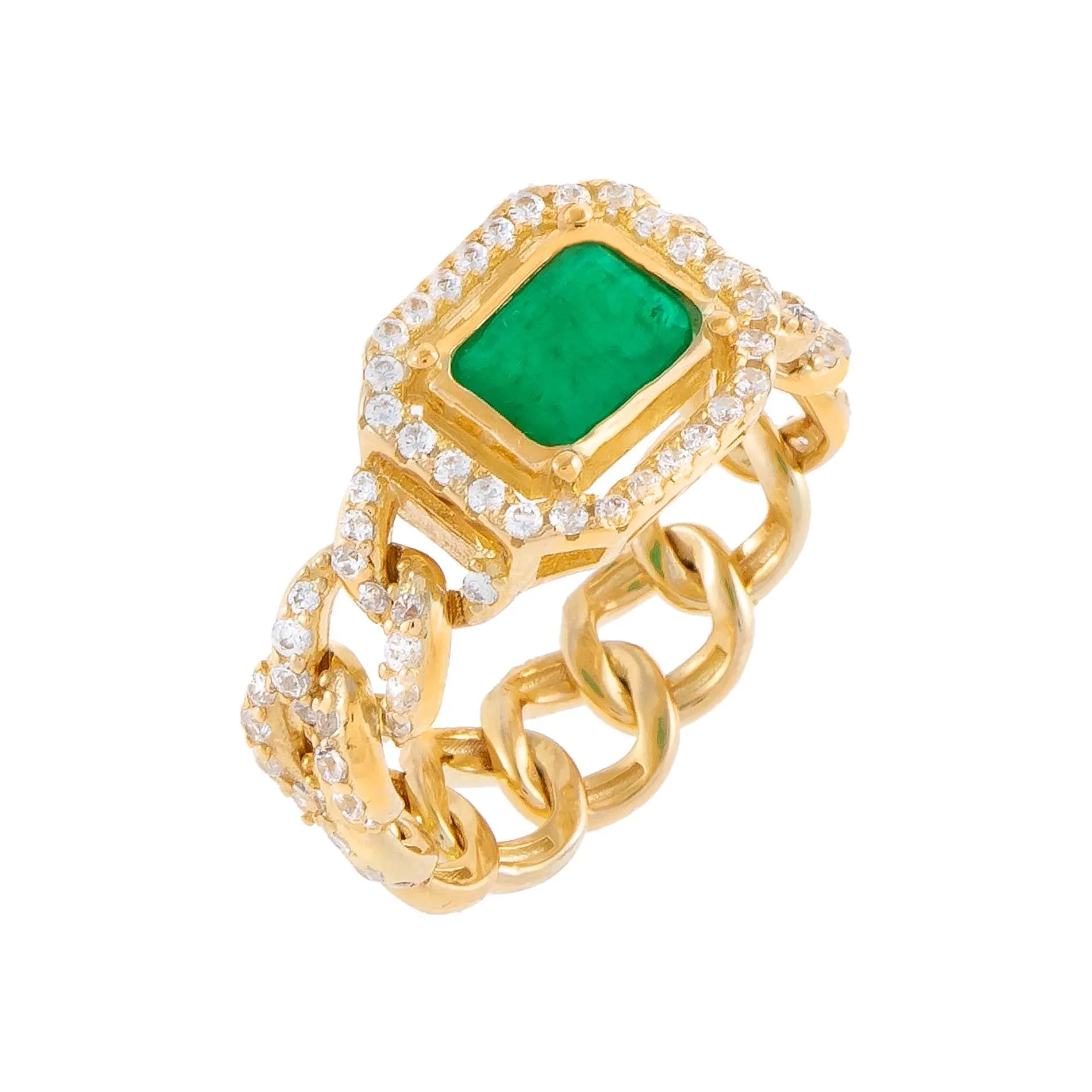 CZ Colored Cuban Chain Ring