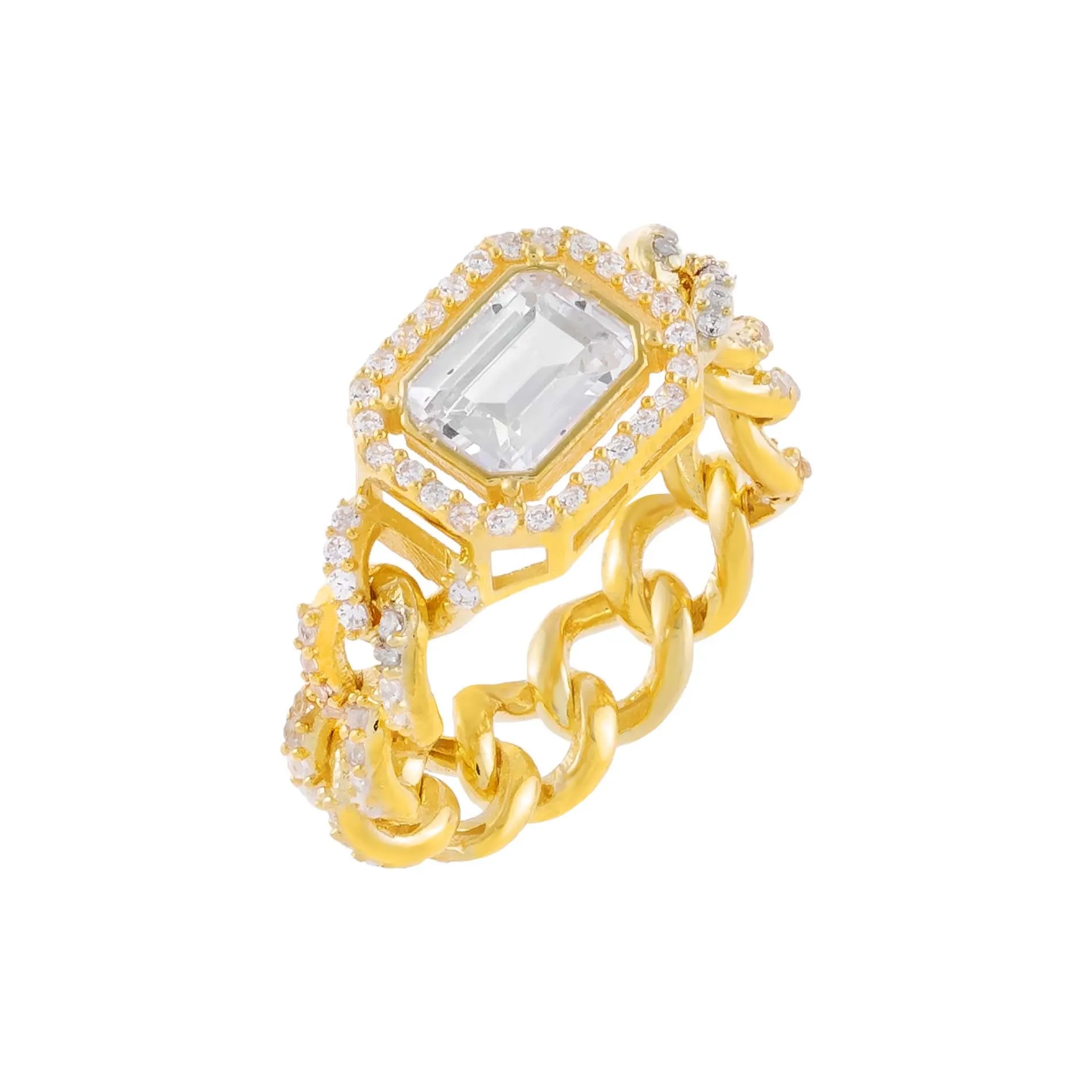 CZ Colored Cuban Chain Ring