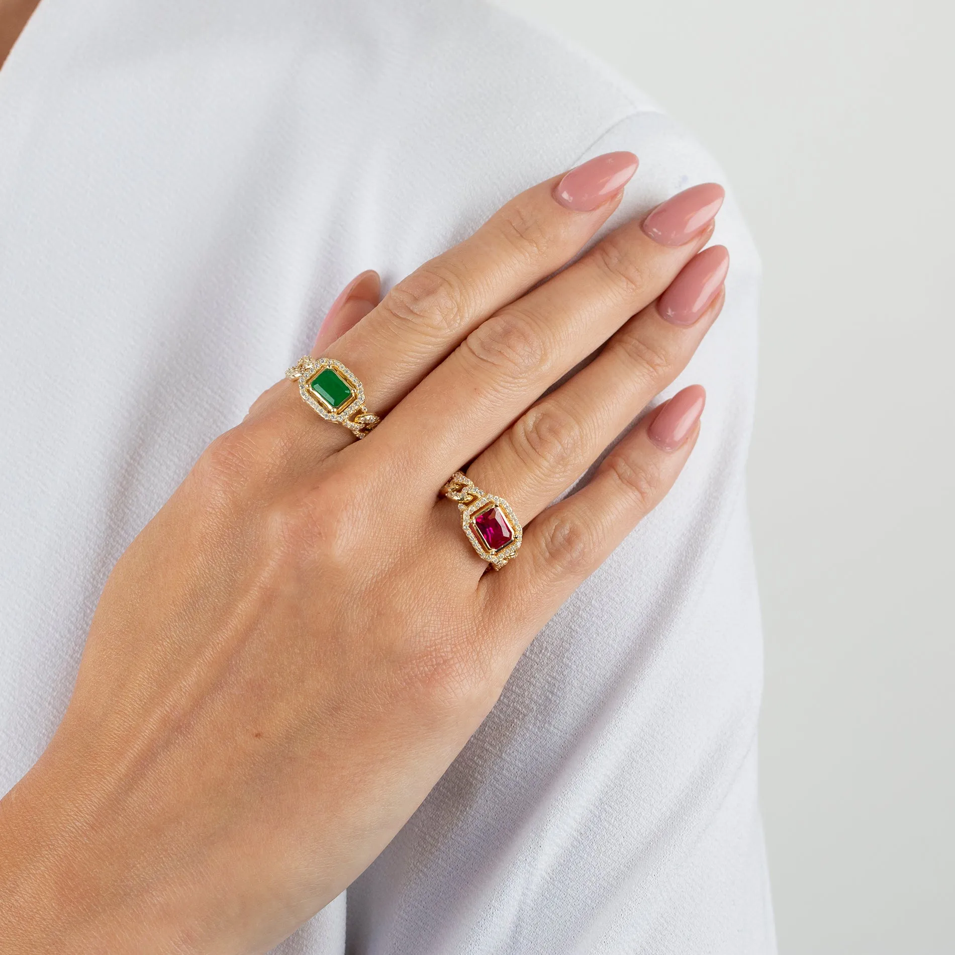 CZ Colored Cuban Chain Ring