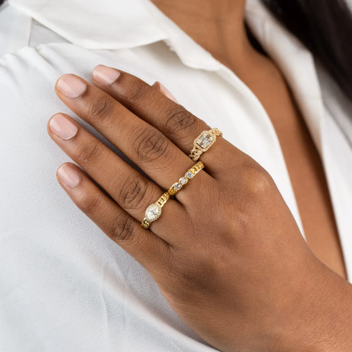 CZ Colored Cuban Chain Ring