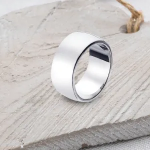 D-Shaped Solid 925 Silver Band - 10mm Wide