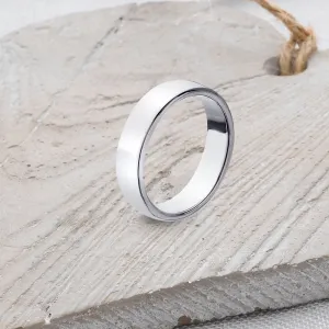 D-Shaped Solid 925 Silver Band - 5mm Wide