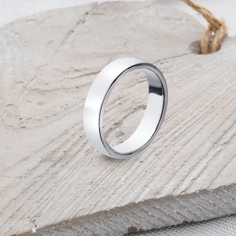 D-Shaped Solid 925 Silver Band - 5mm Wide