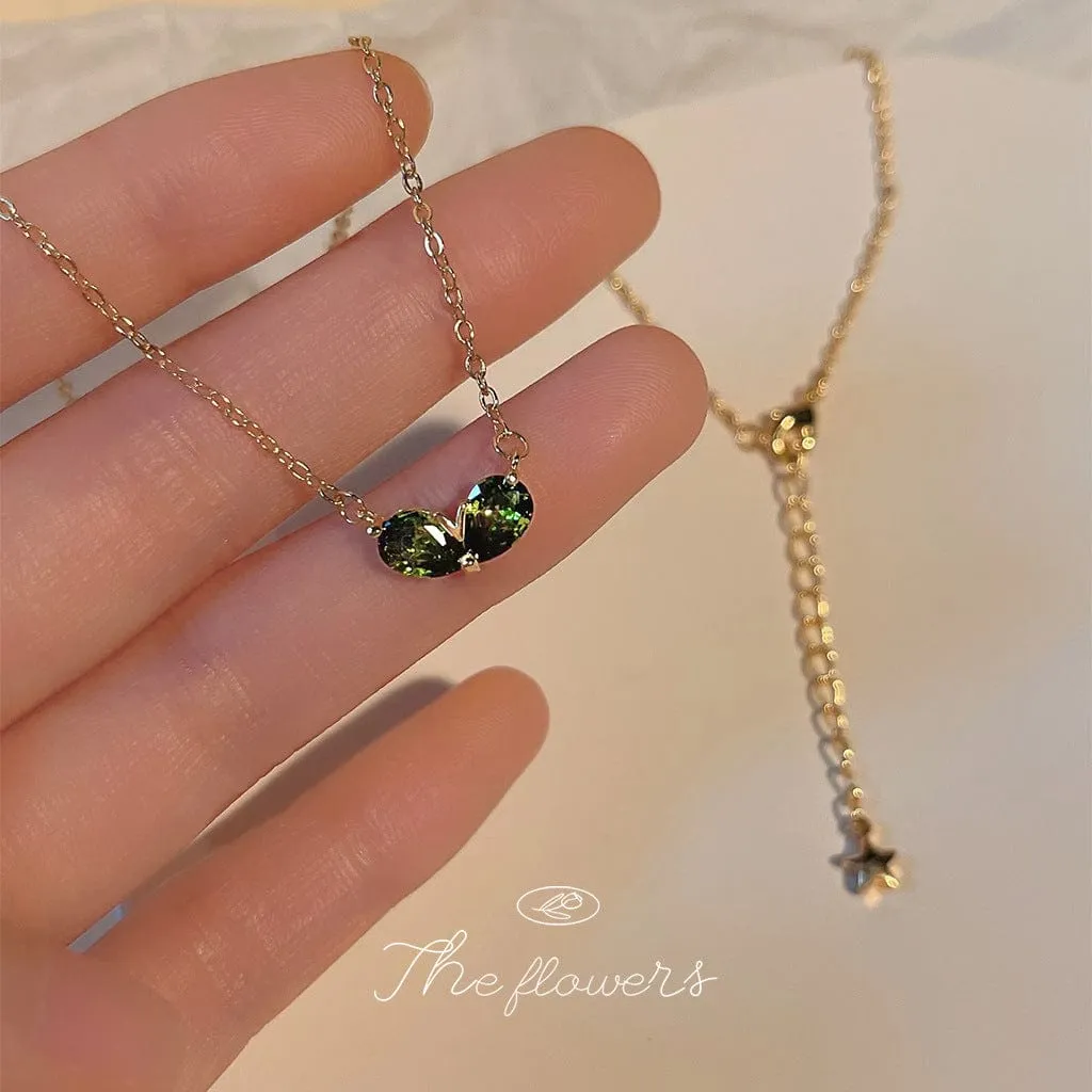 Dainty 24k Gold Plated Emerald Heart Necklace