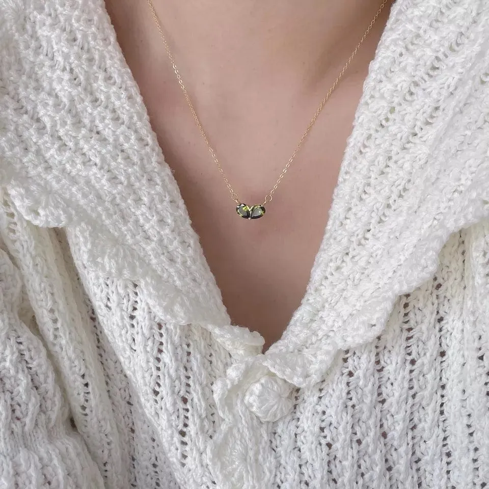 Dainty 24k Gold Plated Emerald Heart Necklace