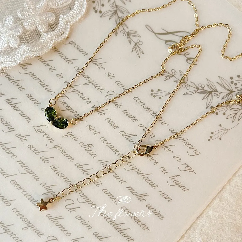 Dainty 24k Gold Plated Emerald Heart Necklace