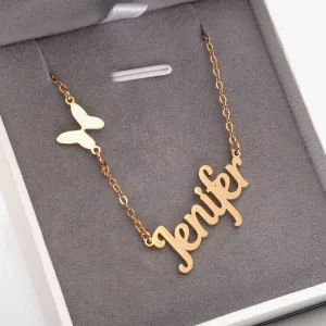 Dainty Butterfly Name Necklace