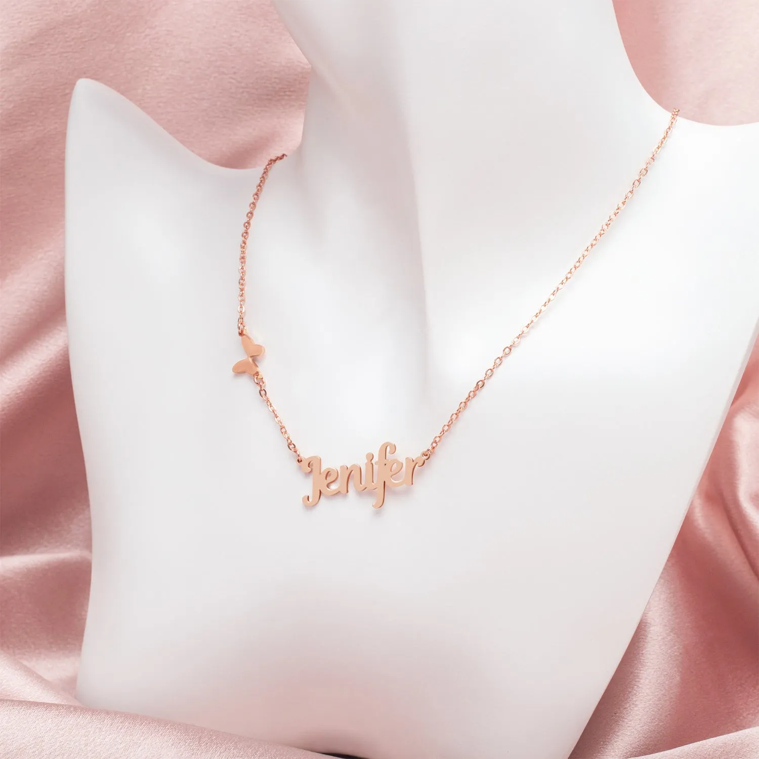 Dainty Butterfly Name Necklace