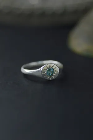 Daisy Blue Tourmaline Silver Ring