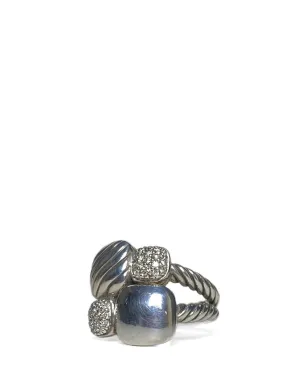 David Yurman Sterling Silver & Diamond Small Cushion Chiclet Ring sz 7