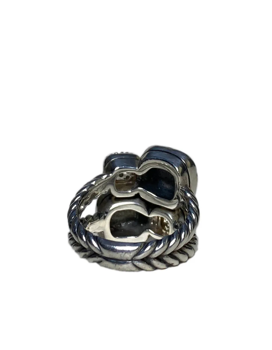 David Yurman Sterling Silver & Diamond Small Cushion Chiclet Ring sz 7