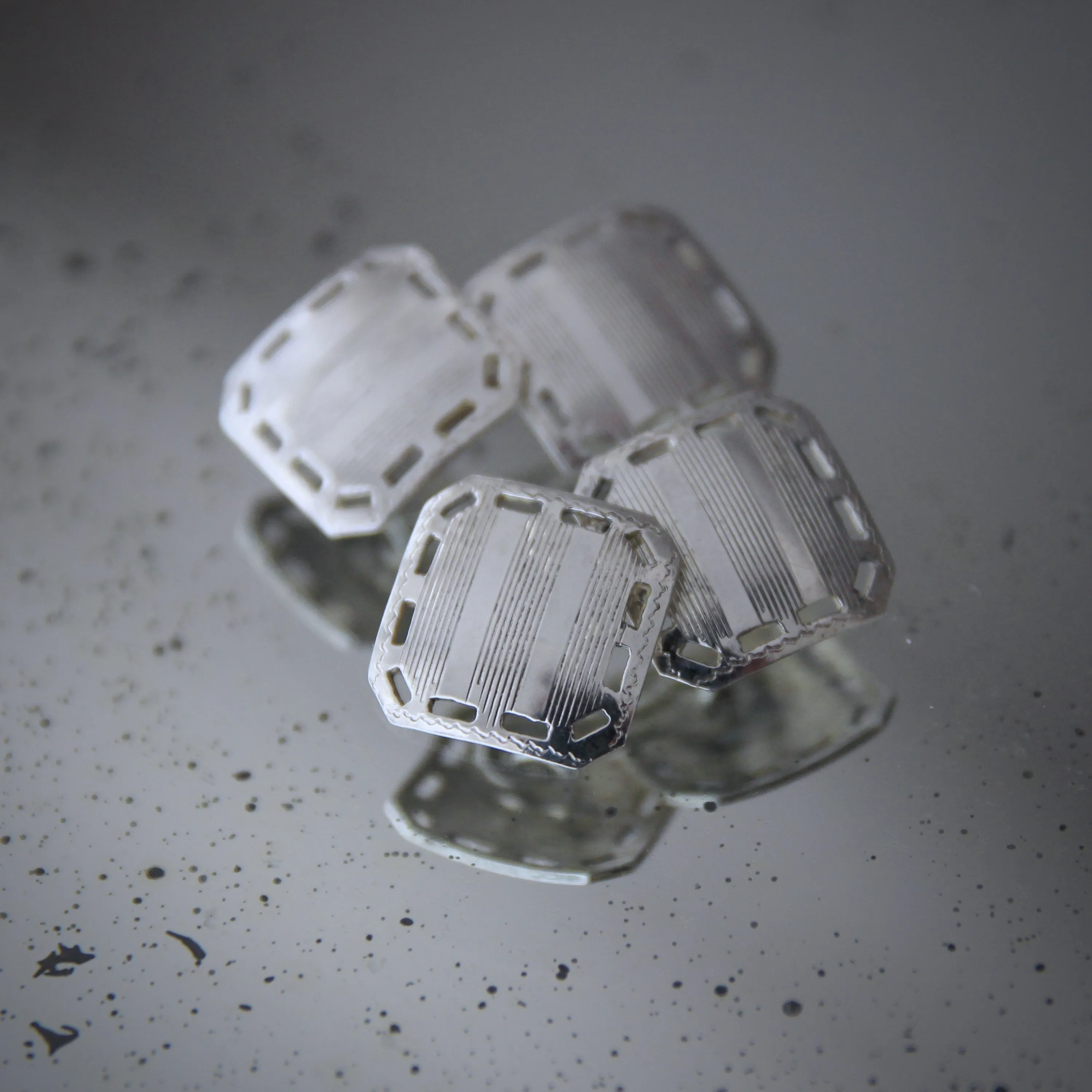 Deco Pierced Sterling Cufflinks