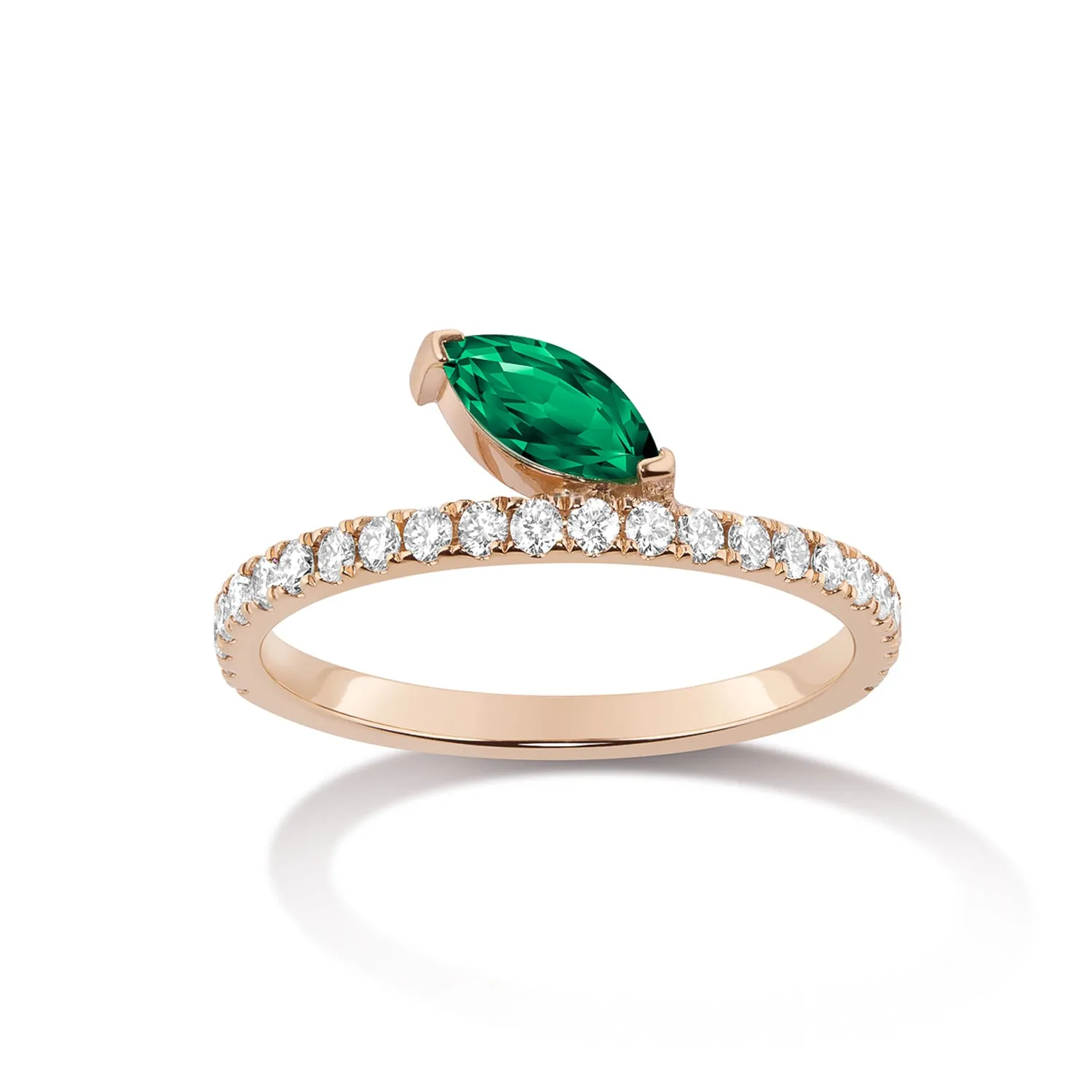 Defne Deluxe Ring - Emerald & White Diamonds