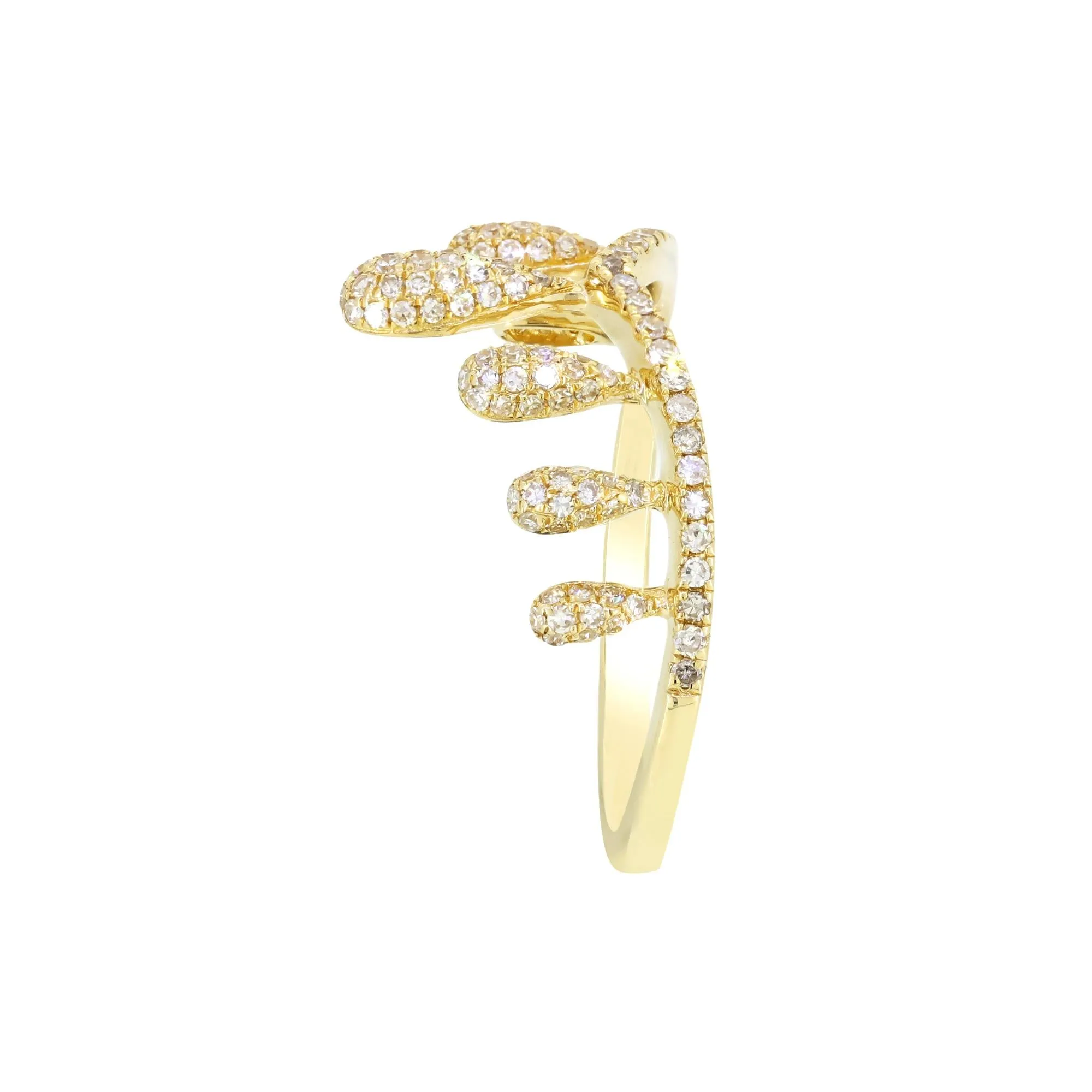 Diamond 14K Yellow Gold Teardrop Crown Ring