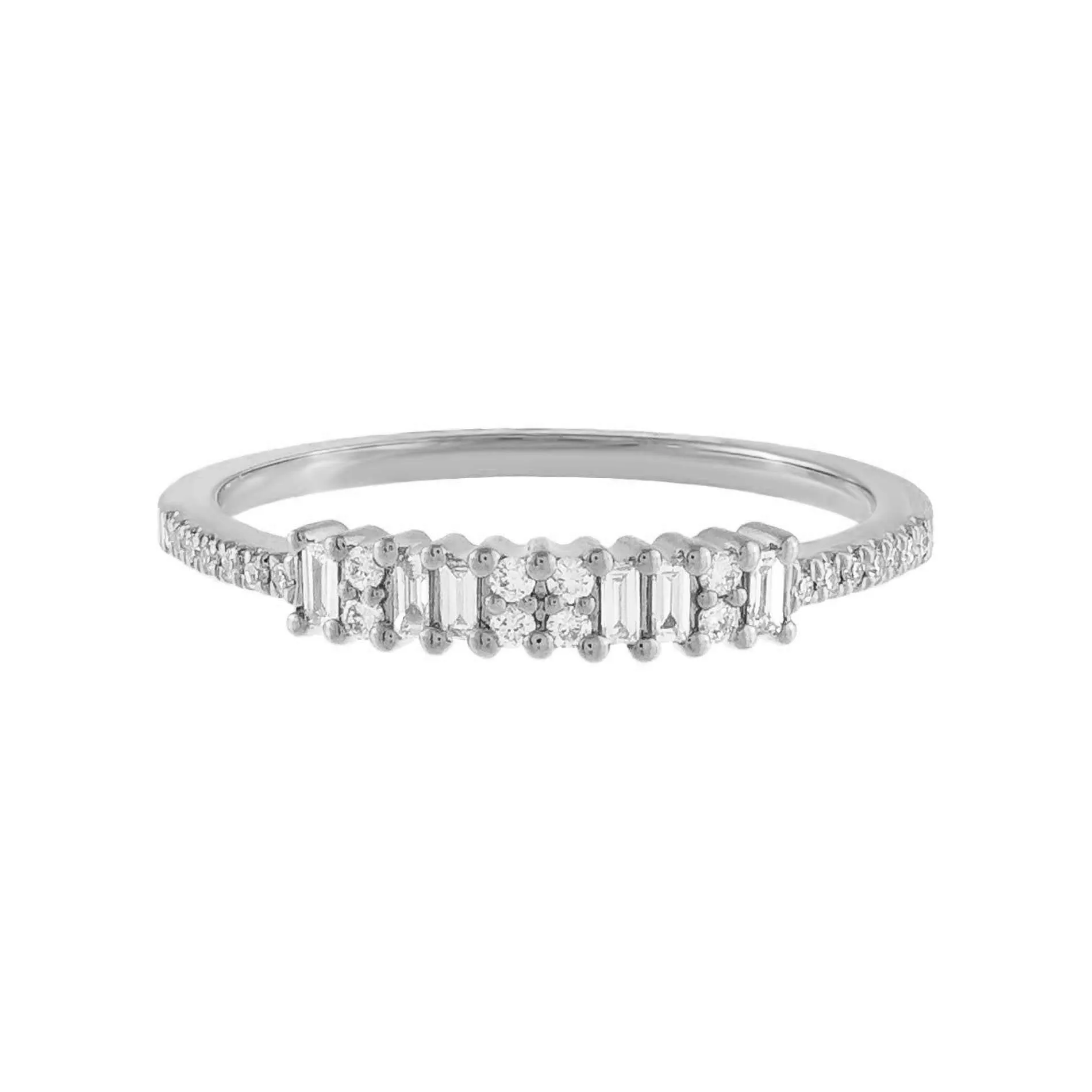 Diamond Baguette X Pavé Band 14K