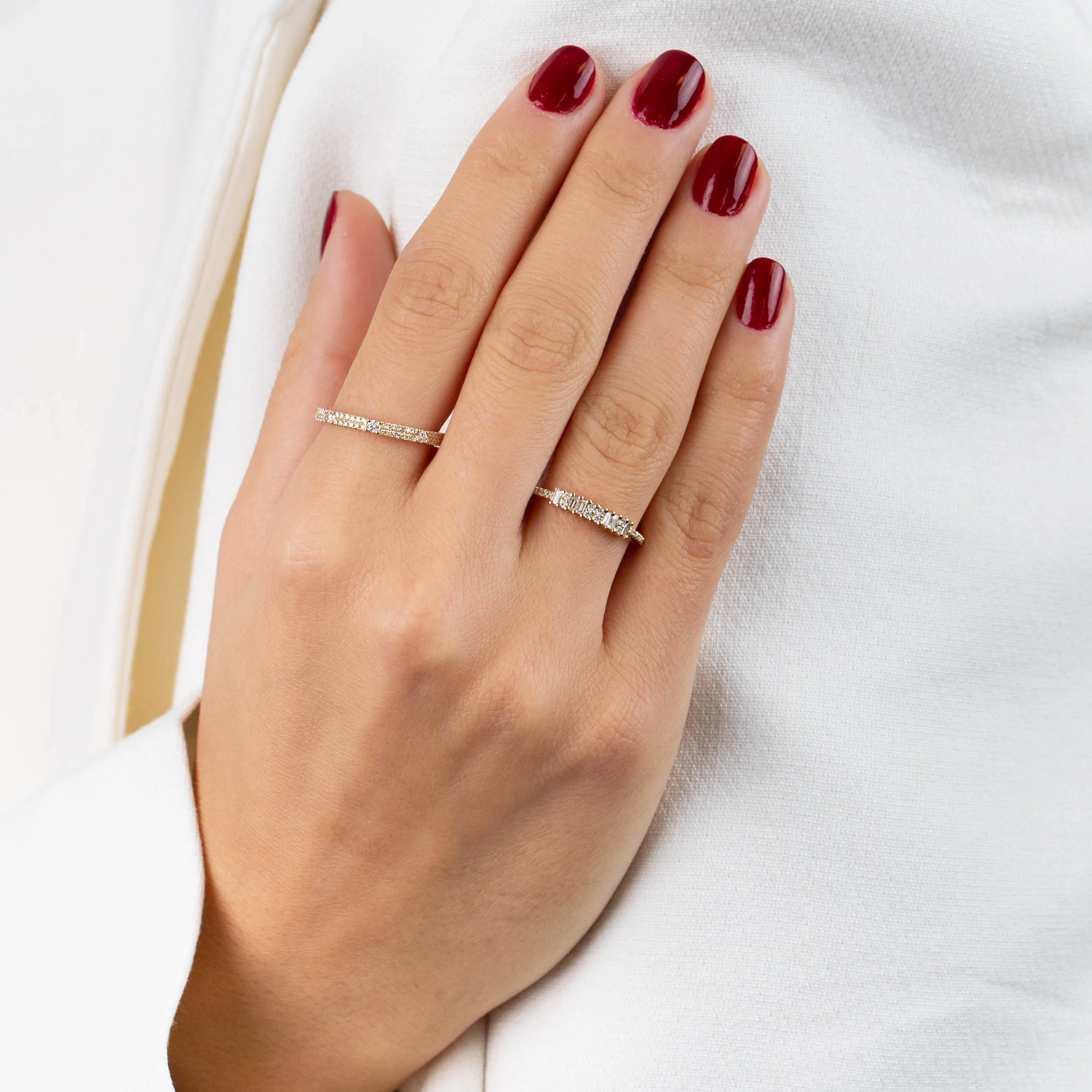 Diamond Baguette X Pavé Band 14K