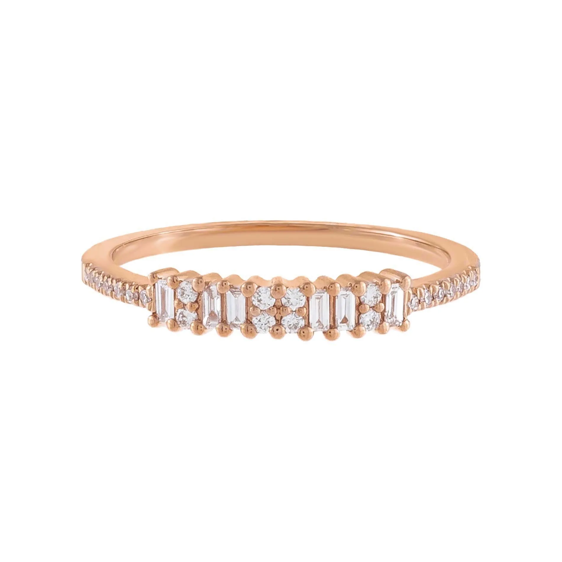 Diamond Baguette X Pavé Band 14K