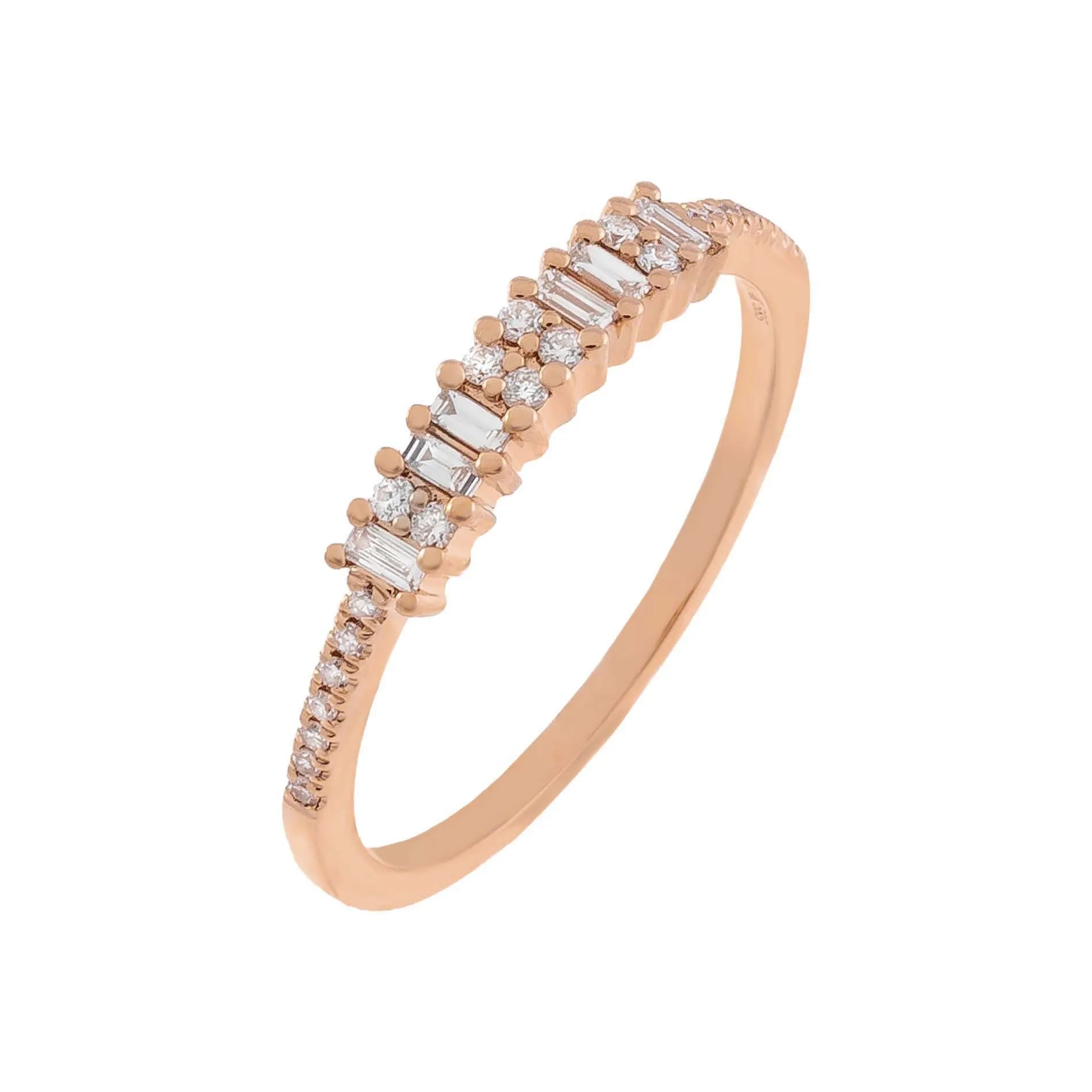 Diamond Baguette X Pavé Band 14K