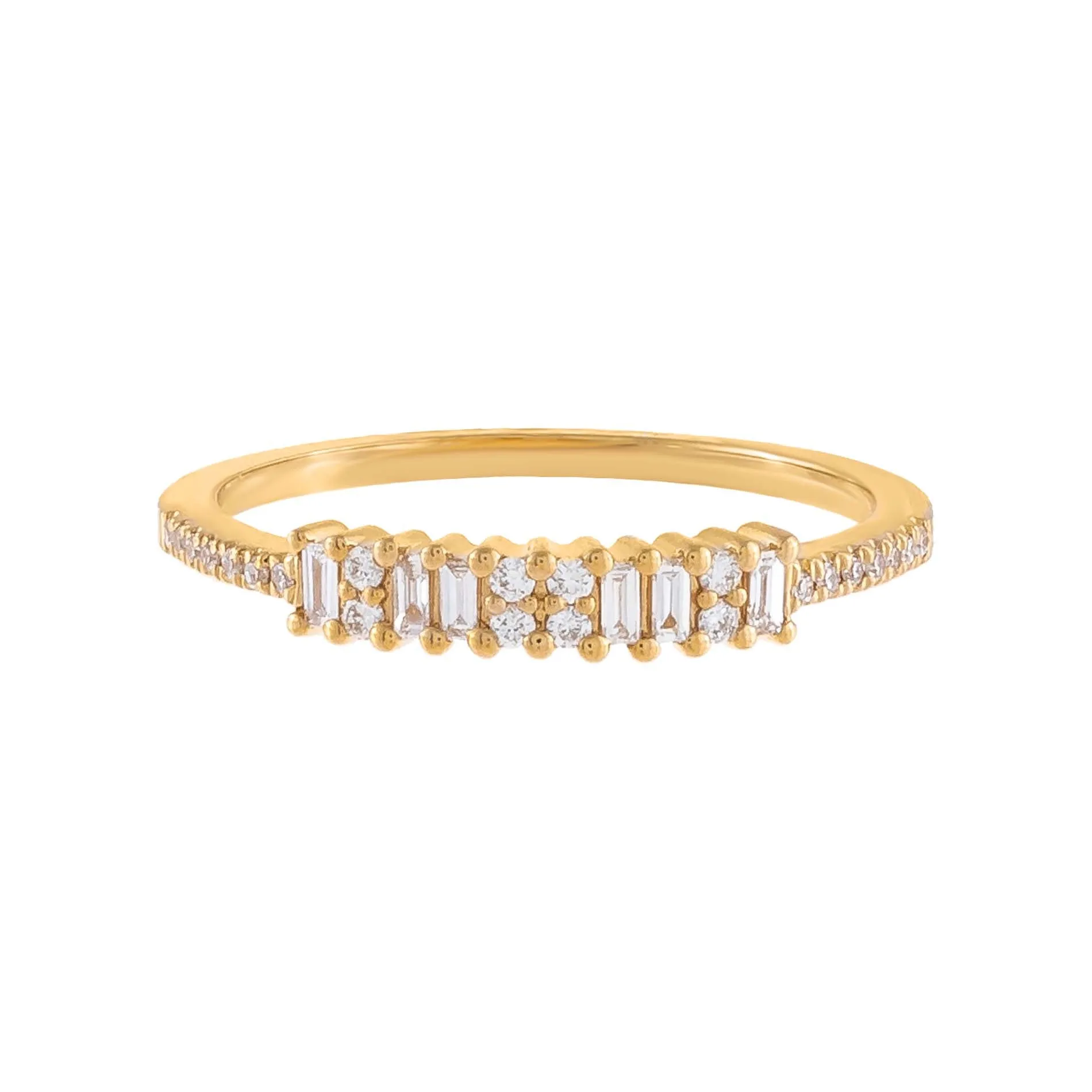 Diamond Baguette X Pavé Band 14K
