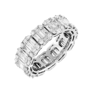 Diamond Baguette X Solid Band Ring 18K