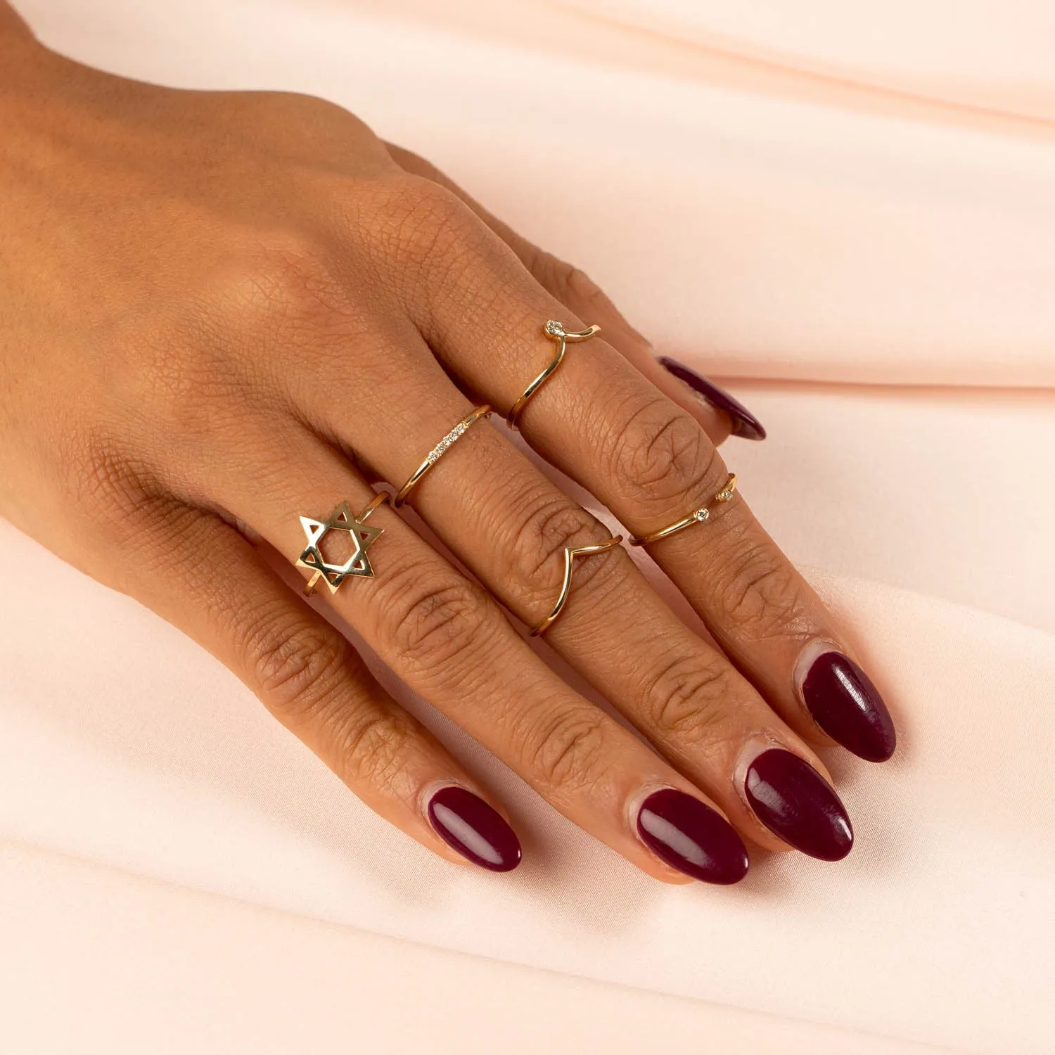 Diamond Bezel Drop Ring 14K