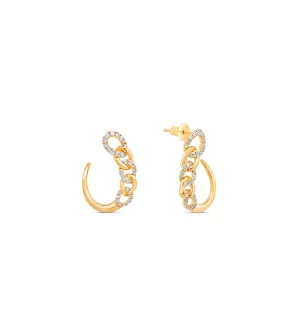 Diamond Curb Curved Hoop Earring