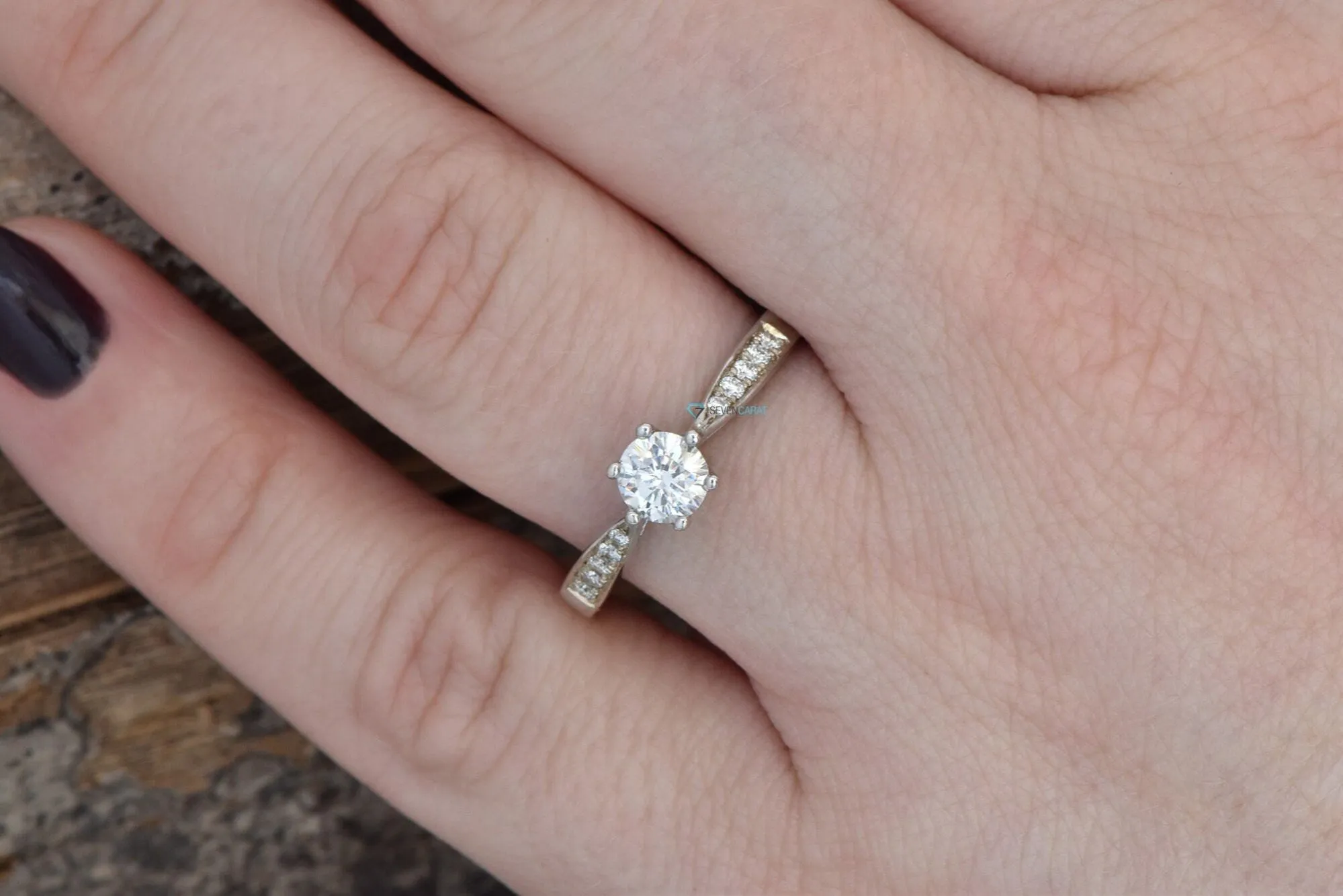 Diamond dainty ring-Art deco Engagement Ring 0.40 carat