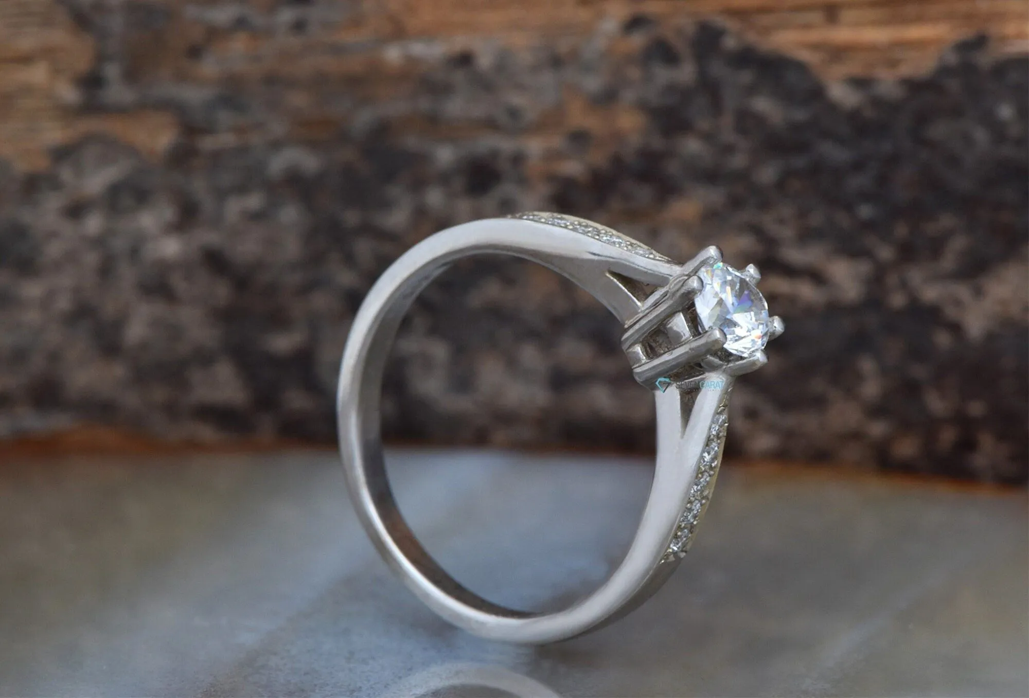 Diamond dainty ring-Art deco Engagement Ring 0.40 carat