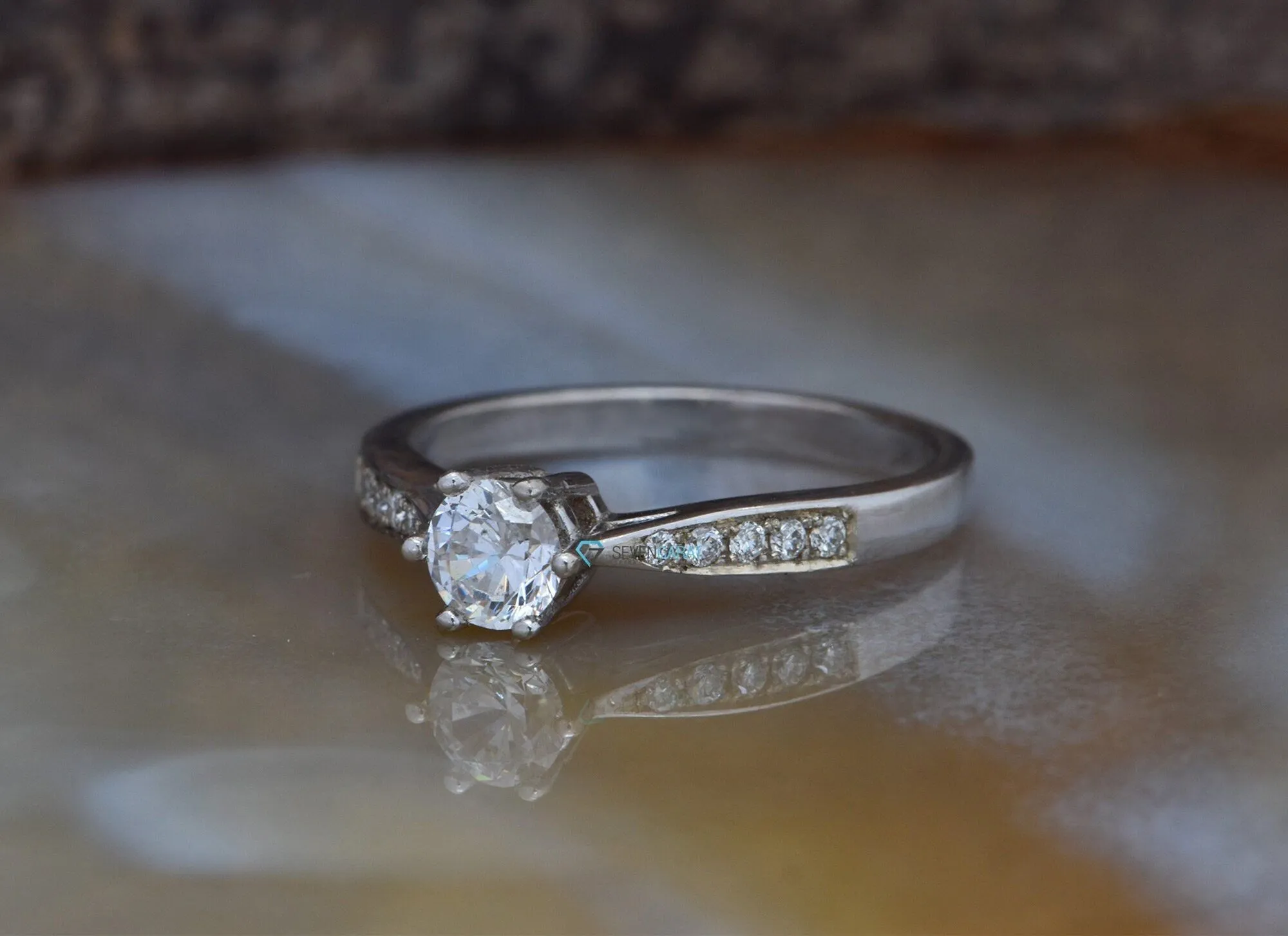 Diamond dainty ring-Art deco Engagement Ring 0.40 carat