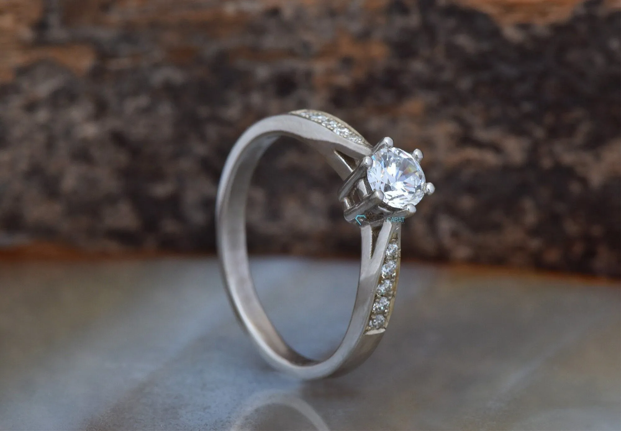 Diamond dainty ring-Art deco Engagement Ring 0.40 carat
