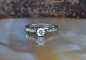 Diamond dainty ring-Art deco Engagement Ring 0.40 carat