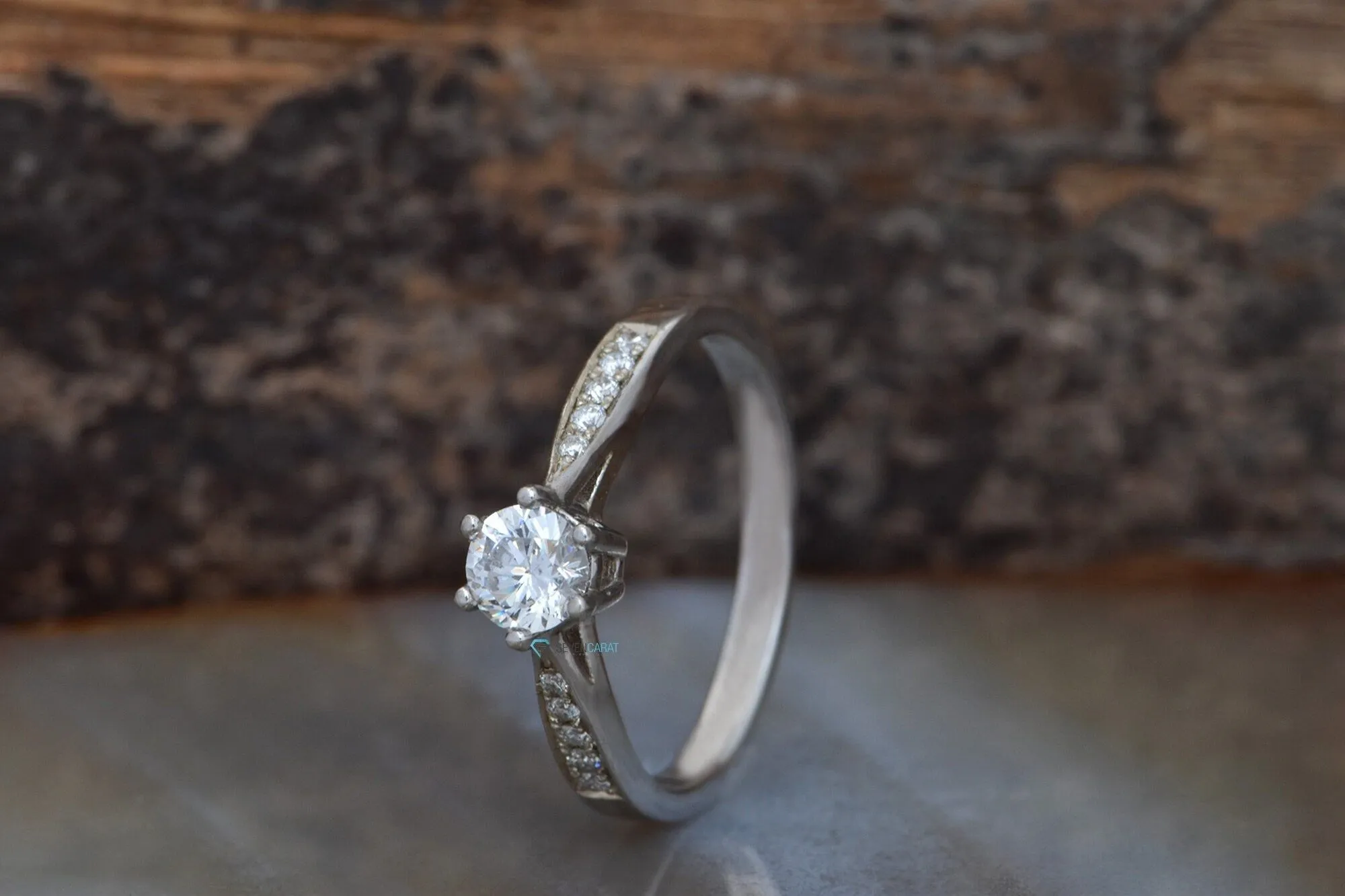 Diamond dainty ring-Art deco Engagement Ring 0.40 carat