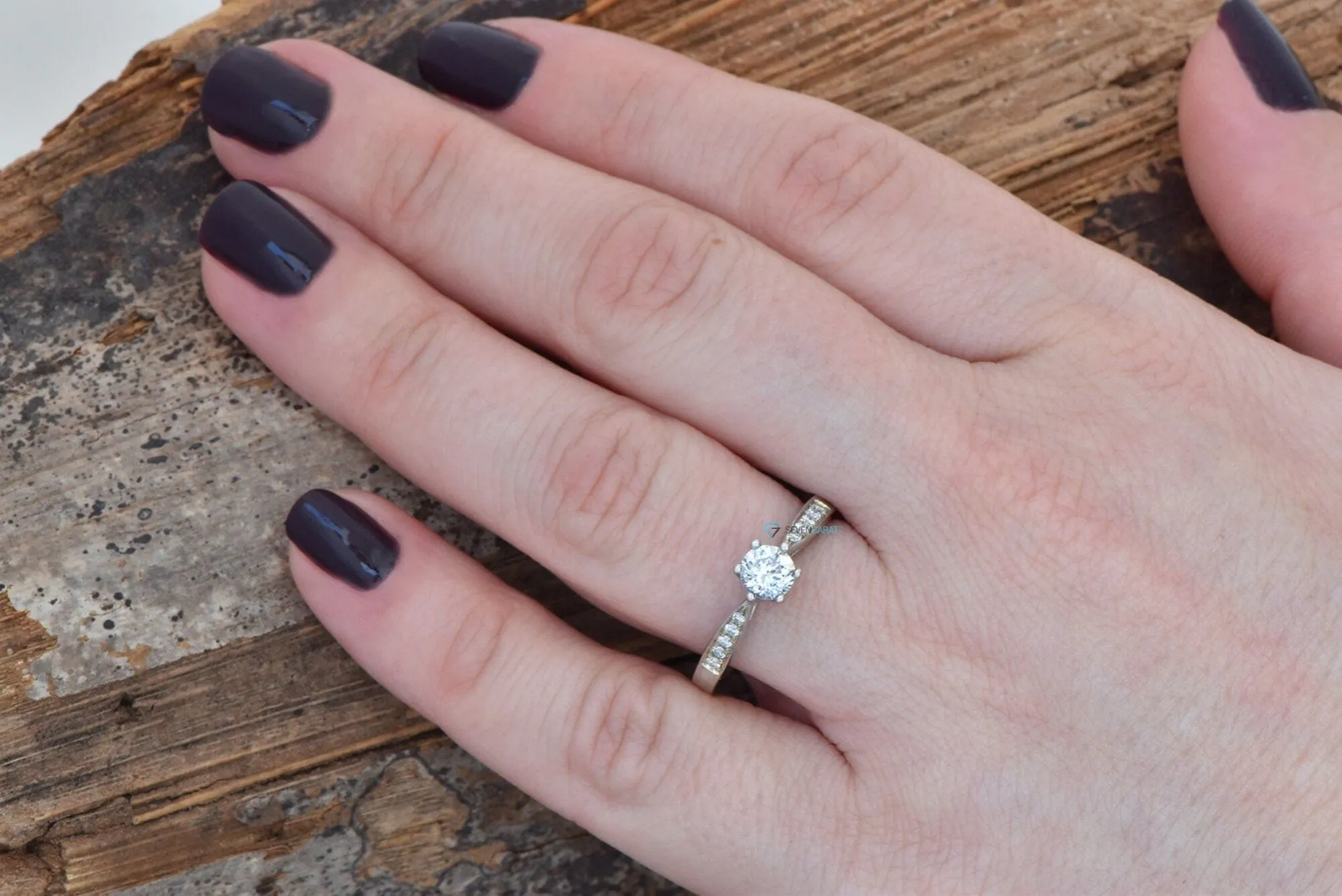 Diamond dainty ring-Art deco Engagement Ring 0.40 carat